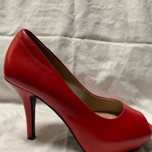Rockport /Adidas red peep toe platform heels